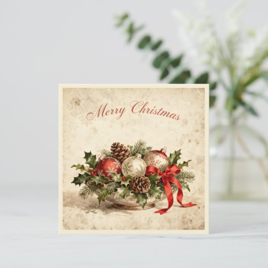 Merry Christmas-Elegant Rustic Simple Typography シーズンカード (スタンド正面)
