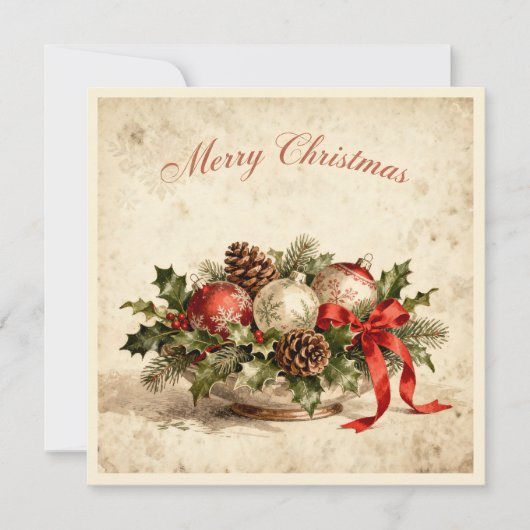 Merry Christmas-Elegant Rustic Simple Typography シーズンカード (正面)