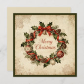 Merry Christmas-Elegant Rustic Simple Typography シーズンカード (正面/裏面)