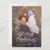 Merry Christmas Elegant Script Minimal Photo シーズンカード (正面)