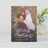 Merry Christmas Elegant Script Minimal Photo シーズンカード (スタンド正面)