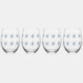 Merry Christmas Elegant Snowflake Holiday Winter ステムなしワイングラス (正面)