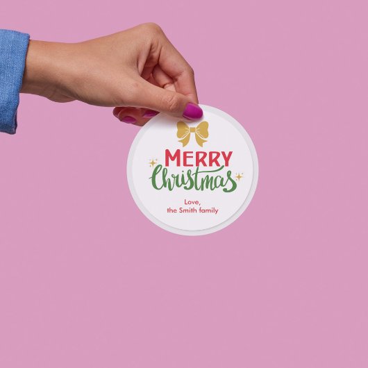 Merry Christmas Elegant Sticker Personalize ラウンドシール