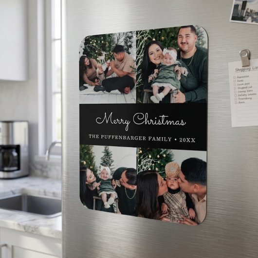 Merry Christmas Elegant White Script 4 Photo マグネット