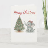 Merry Christmas Elephant Card Cute Baby Elephant カード (正面)