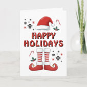 Merry Christmas Elf Boots Santa Claus Hat White シーズンカード (正面)