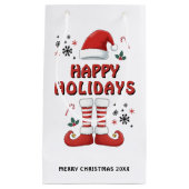 Merry Christmas Elf Boots Santa Claus Hat White スモールペーパーバッグ (正面)