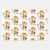 Merry Christmas Elf Santa Wrapping Paper Sheets ラッピングペーパーシート (正面)