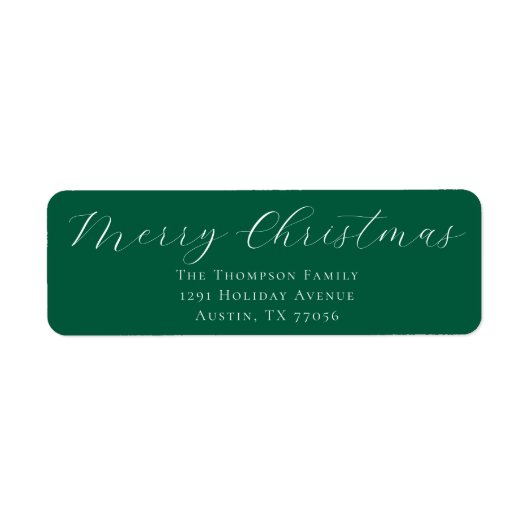 Merry Christmas Evergreen Return Address Label ラベル (正面)