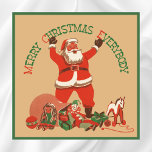 Merry Christmas Everybody! Vintage Santa Claus ポスター<br><div class="desc">Vintage illustration Christmas holiday design featuring a jolly Santa Claus with his long white beard and wearing a hat. Santa is standing with his arms in the air and children's toys (horse,  doll,  clown and a ball) all around him shouting Merry Christmas Everybody!</div>