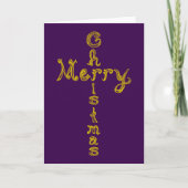 Merry Christmas Fabric Font Gold Cross Card カード (正面)