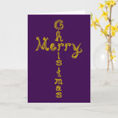 Merry Christmas Fabric Font Gold Cross Card カード (黄色い花)