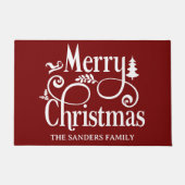 Merry Christmas Family Cute Christmas ドアマット (正面)
