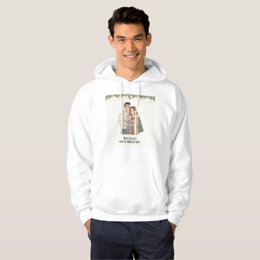 Merry Christmas Family Hoodie for Men – Personaliz パーカ (正面フル)
