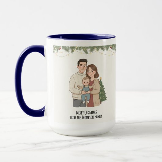Merry Christmas Family Mug Personalized with Your  マグカップ (左)