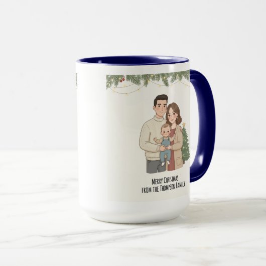 Merry Christmas Family Mug Personalized with Your  マグカップ (正面右)