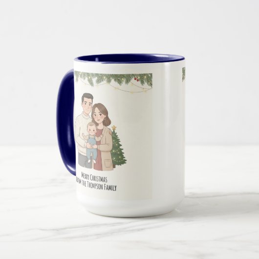 Merry Christmas Family Mug Personalized with Your  マグカップ (正面左)