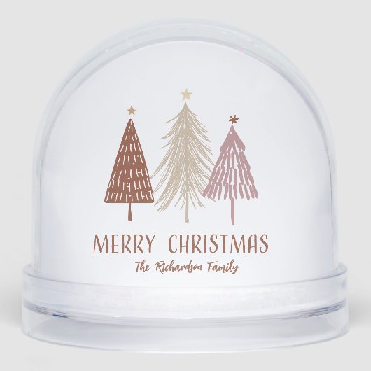 Merry Christmas Family Name Holiday Snow Globe (正面)