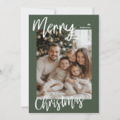 Merry Christmas Family Photo Card | Green Frame  シーズンカード (正面)