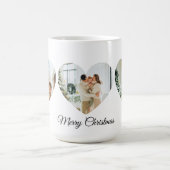 Merry Christmas Family Photo Collage Heart Mug コーヒーマグカップ (中央)