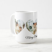 Merry Christmas Family Photo Collage Heart Mug コーヒーマグカップ (正面左)