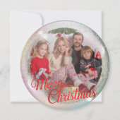 Merry Christmas Family Photo Custom Snow Globe シーズンカード (正面)