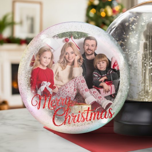 Merry Christmas Family Photo Custom Snow Globe シーズンカード