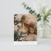 Merry Christmas Family Photo Elegant Typography ポストカード (スタンド正面)