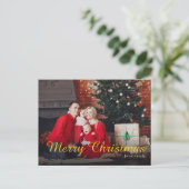 Merry Christmas Family Photo Greeting Card シーズンポストカード (スタンド正面)