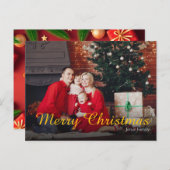 Merry Christmas Family Photo Greeting Card シーズンポストカード (正面/裏面)