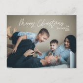 Merry Christmas Family Photo Modern Minimal ポストカード (正面)