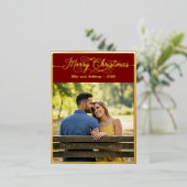 Merry Christmas Family Photo Red 箔シーズンポストカード (立ち正面)