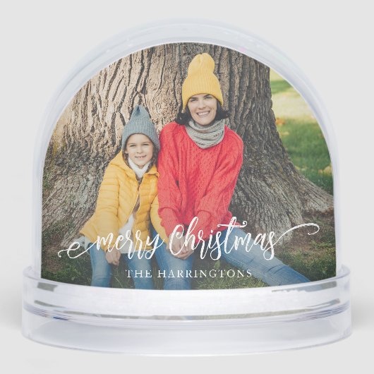 Merry Christmas Family Photo Snow Globe (正面)