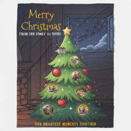 Merry Christmas Family Tree Photo Blanket – Person フリースブランケット
