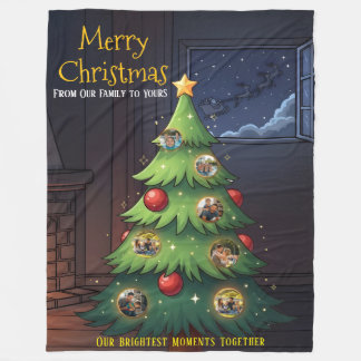 Merry Christmas Family Tree Photo Blanket – Person フリースブランケット