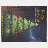 Merry Christmas Family Tree Photo Blanket – Person フリースブランケット (正面(横))