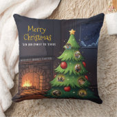 Merry Christmas Family Tree Photo Throw Pillow クッション (ブランケット)