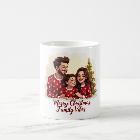Merry Christmas Family Vibes Mug – Cozy Holiday コーヒーマグカップ (中央)