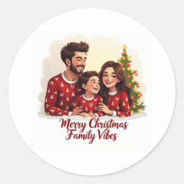 Merry Christmas Family Vibes Sticker ラウンドシール