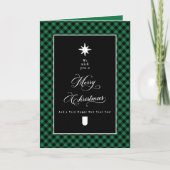 Merry Christmas Farmhouse Plaid Chalkboard Folded カード (正面)