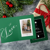 Merry Christmas Farmhouse Plaid Chalkboard Folded カード