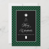 Merry Christmas Farmhouse Plaid Chalkboard Photo シーズンカード (正面)