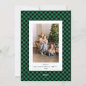 Merry Christmas Farmhouse Plaid Chalkboard Photo シーズンカード (裏面)