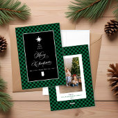 Merry Christmas Farmhouse Plaid Chalkboard Photo シーズンカード