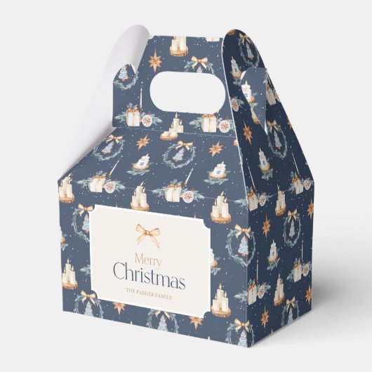 Merry Christmas Favor Box with Gold Bow フェイバーボックス (正面サイド)
