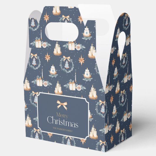 Merry Christmas Favor Box with Gold Bow フェイバーボックス (オープン)