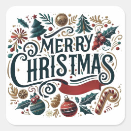 Merry Christmas Festive スクエアシール