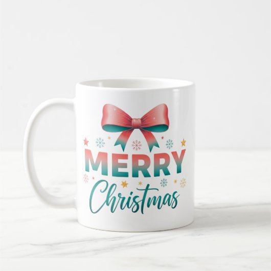 Merry Christmas Festive Bow Coffee Mug コーヒーマグカップ (左)