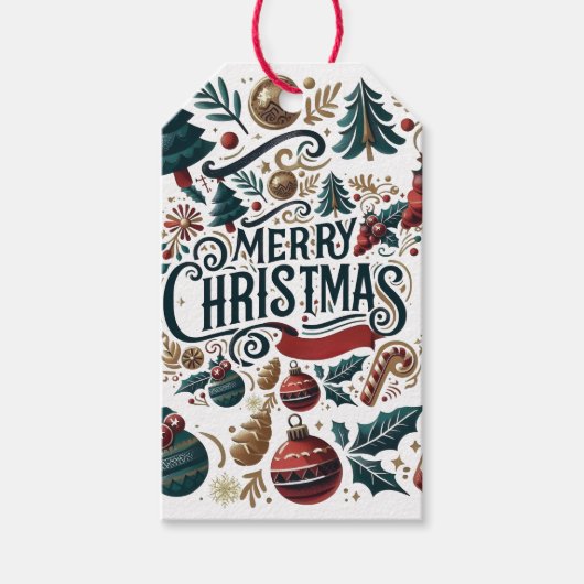 Merry Christmas Festive & Colorful ギフトタグ (正面)