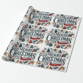 Merry Christmas Festive & Colorful ラッピングペーパー (アンロールド)